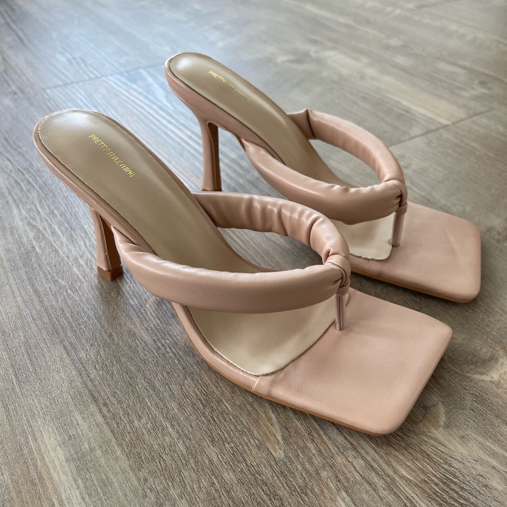 Nude Thong Heeled Sandals